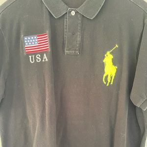 Men’s XXL Ralph Lauren Black & Neon Yellow Big Pony Polo shirt